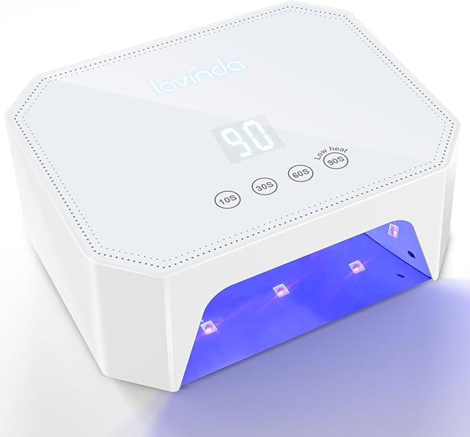 Lavinda 54W Corded UV LED Nail Lamp for Gel Nails - Plug-in Professional Nail Dryer with Fast Curing, 4 Timers, Touch Screen, Compatible with All Gel Polishes (White)