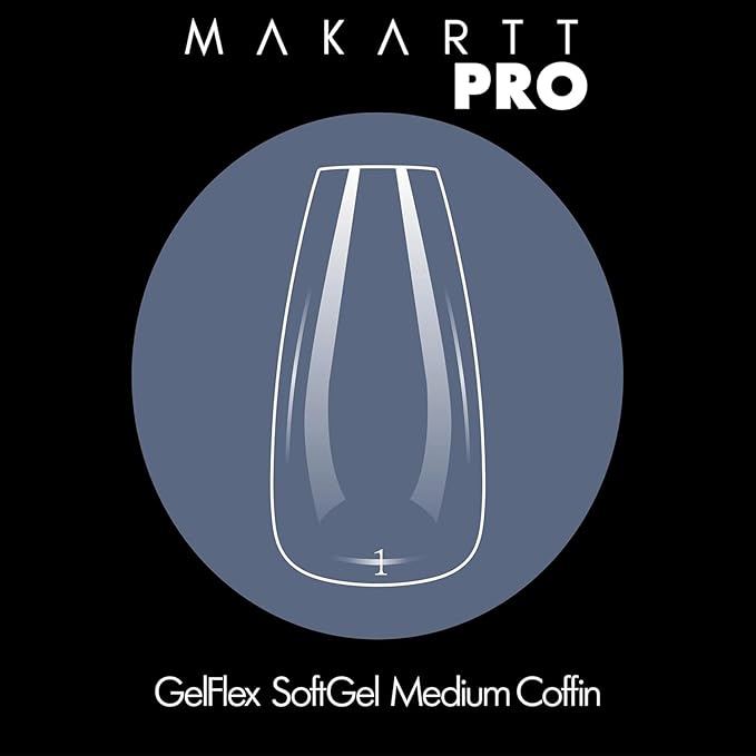 MakarttPro GelFlex Soft Gel Nail Tips 500pc Box – Medium Coffin Shape – 14 Sizes 00–9 – Clear Soft Gel Tips for Nail Extension – Easy to Apply, Lightweight, Professional Salon Quality