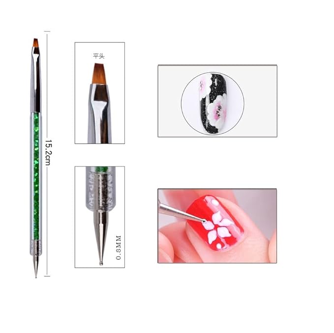 HIGHROCK Nail Art Liner Brushes Pens Dual-Ended Nail Art Point Drill Drawing Brush Pen Manicure Tool Nail Art Design Dotting Pen Tools (5PC)