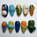 10PCS Handmade Nails Press On Nails Almond Art False Nails Women's Nails Kit,Medium
