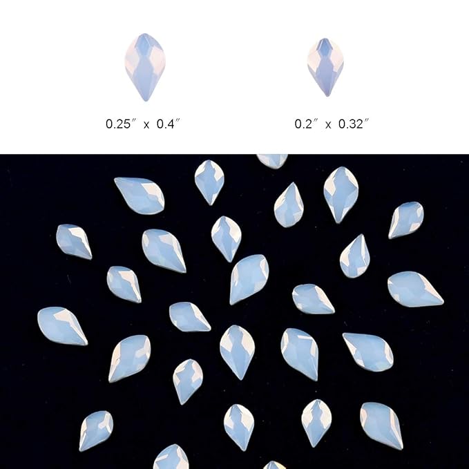 50pcs White Opal Nail Crystals 2 Size Flame Shape Rhinestones Design 480pcs Round Flatback Stones ss3 to ss20 Mix for Nail Art Decoration