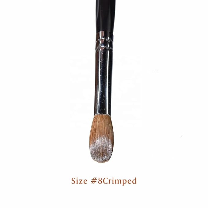 Yasterd Acrylic Nail Brush 100% Kolinsky Acrylic Brushes for Nails Size 8 Oval Crimped Shaped Nail Brushes for Acrylic Application Black Wood Handle Professional Nail Art Powder Brush Manicure Tool