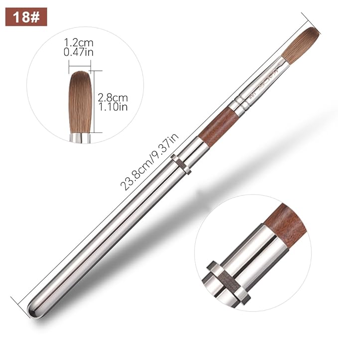 KADS Acrylic Nail Brush with Penholder Nail Brush for Acrylic Application-Oval Shaped Powder Nail Design Tools for Professional Manicure DIY Home Salon (18#)