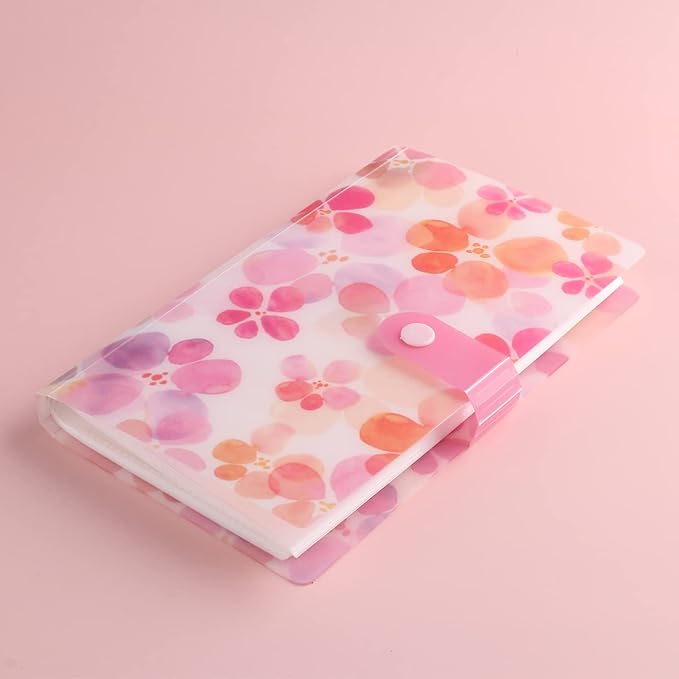 120 Slots Nail Stickers Storage Book Empty Nail Stickers Album Holder Photo Collection Book Water Decals Display Showing Shelf Binder Stencils Collecting Card Case Manicure Tools (Pink Flowers)