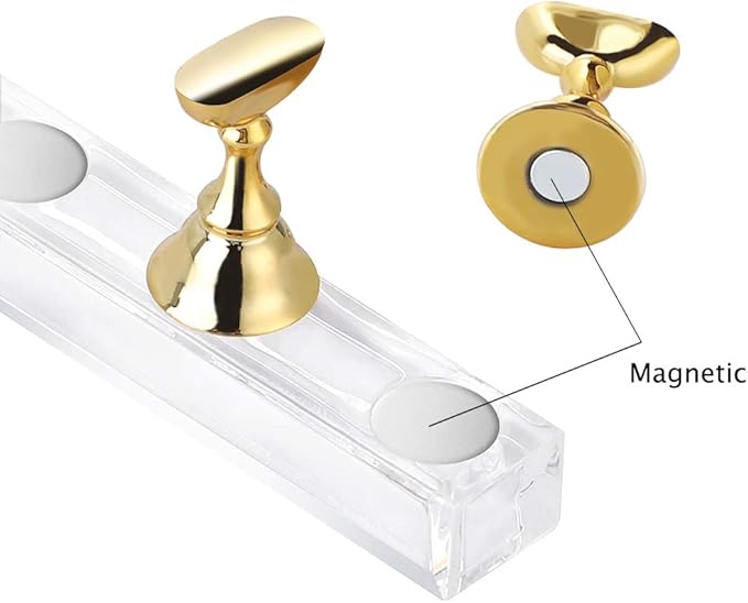 Etercycle Acrylic Nail Display Stand DIY Nail Crystal Holder Magnetic Practice Stands with Reusable Adhesive Putty Clay for False Nail Tip Manicure Tool (2 Black)