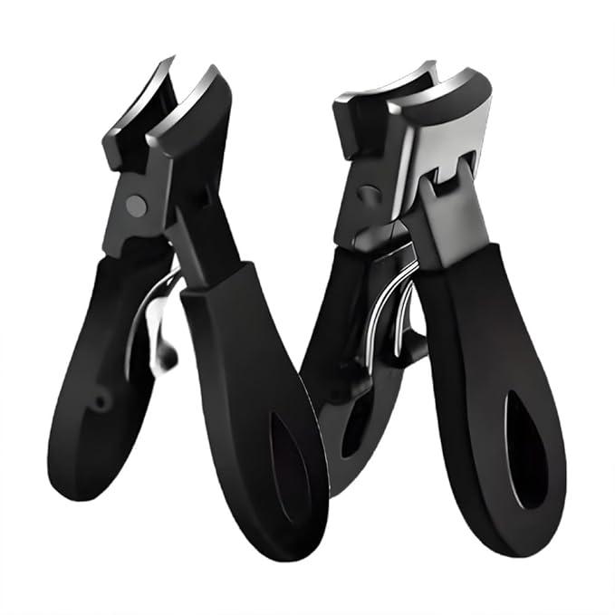 2Pcs Ingrown Toenail Treatment Kit with Wide Jaw Nail Clippers - Heavy Duty Angled Cutters for Thick Toenails & Seniors, Professional Stainless Steel Tools