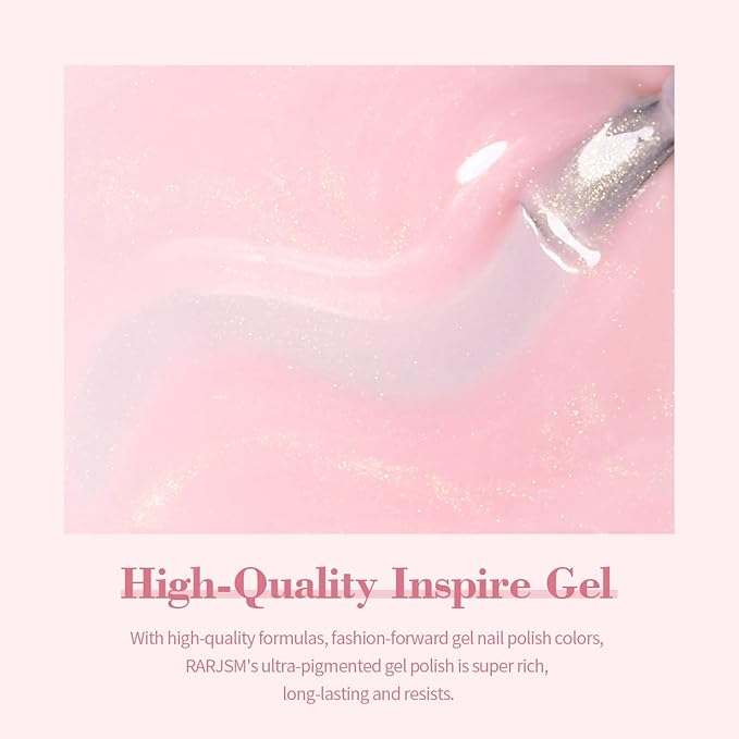 RARJSM Pale Pink Glitter Gel Polish Nude Gel Polish Sparkle Shimmer Neutral Skin Tone Light Pink Sheer Jelly Transparent Gel Nail Polish 15ml Single Bottle Soak off UV LED Cured for Home Salon DIY