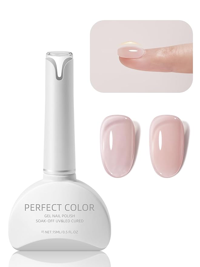 PERFECT COLOR Builder Gel For Nails, 15ml Milky Pink Nude Gel Polish Clear Rubber Base For Nail Thickening Strengthener Extension UV/LED Lamp Cured Color Gel in A Bottle