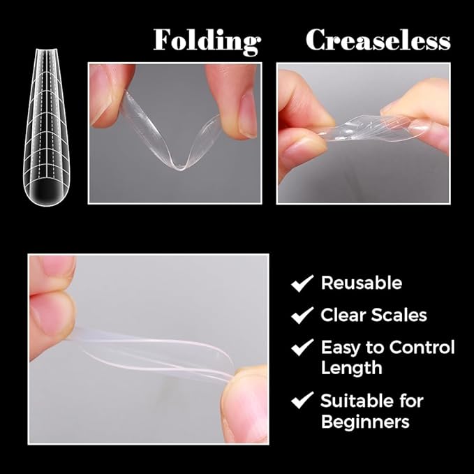 Nail Dual Forms for Poly Gel, 288PCS French Nail Forms, 8 Shapes, 12 Sizes Clear Poly Gel Nail Molds for DIY Nails Extension Kit for Salon-Quality Manicures at Home