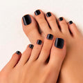 Goldfinger Press on Toenails Kit Wider Fit, Bold Glossy Black Color Toenail, Ready to Wear Gel & Manicure Stick, 2g Glue Included, Long-Lasting Convenient & Easy to Apply