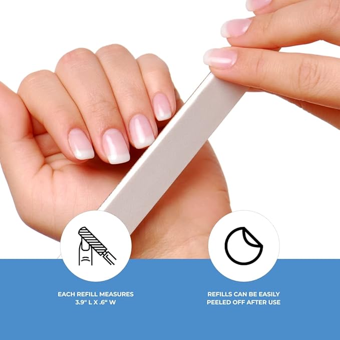 ForPro Professional Collection O-Files Replaceable File System, 180 Grit, Manicure Nail File Refills, 3.9” L x .6“ W, White, 50-Count