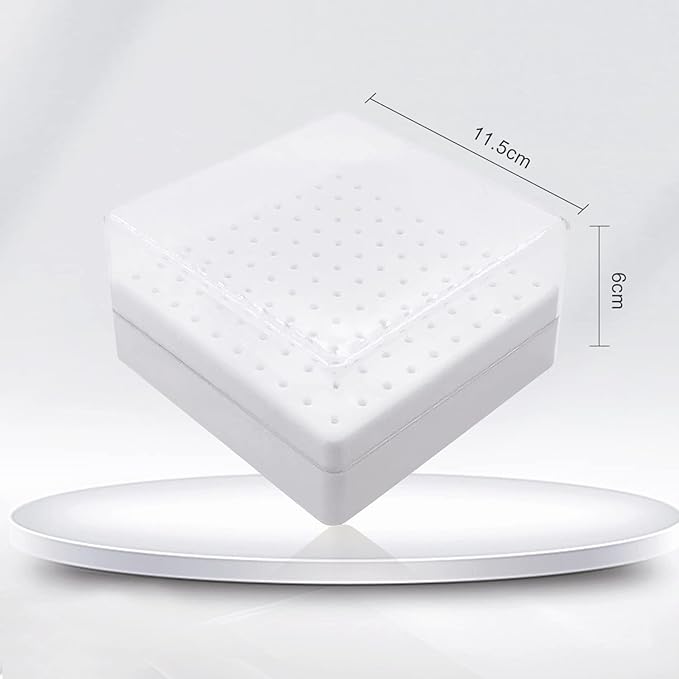 CORFULRA Nail Drill Bits Holder, Nail Organizer Box for Nail Drill Bits, Large Space Container Case for Drill Bits, 100 Holes Dustproof Displayer Box of Nail Supplies for Nail Tech, White