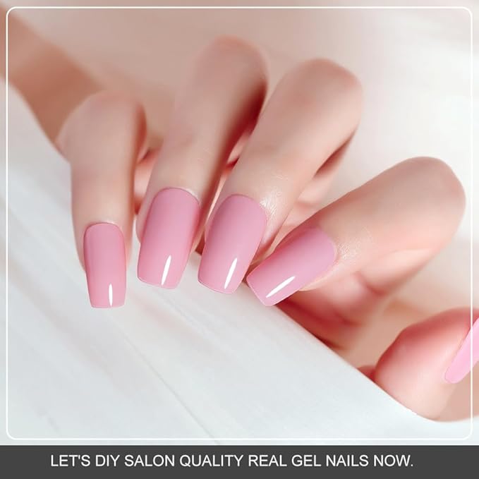 Arte Clavo Semi Cured Gel Nail Strips, 20 Pcs Gel Nail Stickers with UV Light Required, Salon Quality, Long Lasting, Easy Apply and Remove (Baby Pink)
