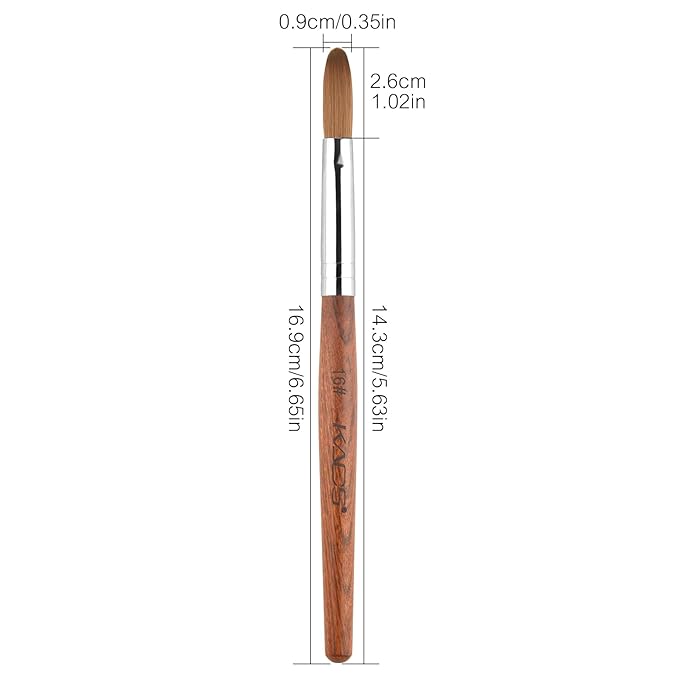 Nail Brush Kolinsky Sable Acrylic Nail Art Brush Professional Red Wooden Nail Brush (16#)