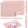 2 PCS Nail Art Table Mat, Soft Microfiber PU Leather Nail Pad, Foldable Nail Art Rest Pad, Reusable Nail Mat for Table Desk, Acrylic Nail Desk Mat for Nail Cushion (Pink and Pink)