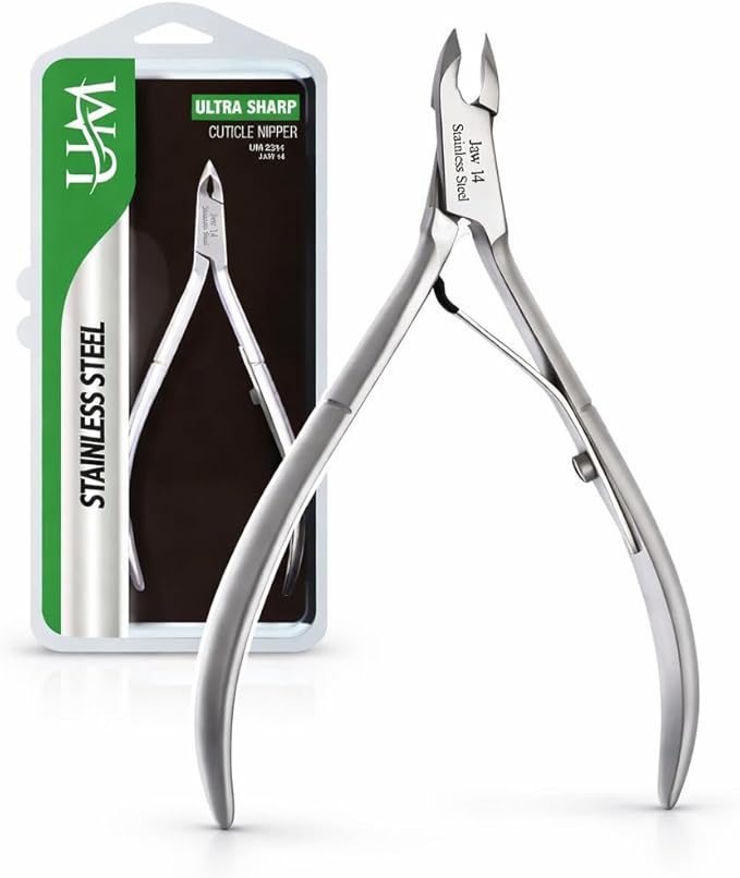 UM Supplies Cuticle Trimmer | Hangnail Remover | Extremely Sharp | Professional Cuticle Nippers | Stainless Steel | Cuticle clippers | Pedicure Manicure Tool (jaw 14) 5mm