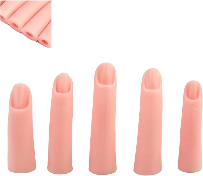Silicone False Finger Practice Fingers with Magnet False Training Fingers Nails Art Training Fingers for Acrylic Nails, 2