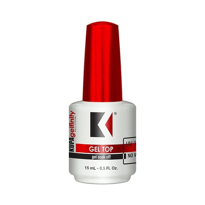 KUPA GelFinity Gel Top Coat Gloss Finish, No-Wipe High Gloss Shine Soak-Off Sealer for UV/LED Gel Polish, Chip-Resistant and Fade-Proof, 0.5 Fl Oz