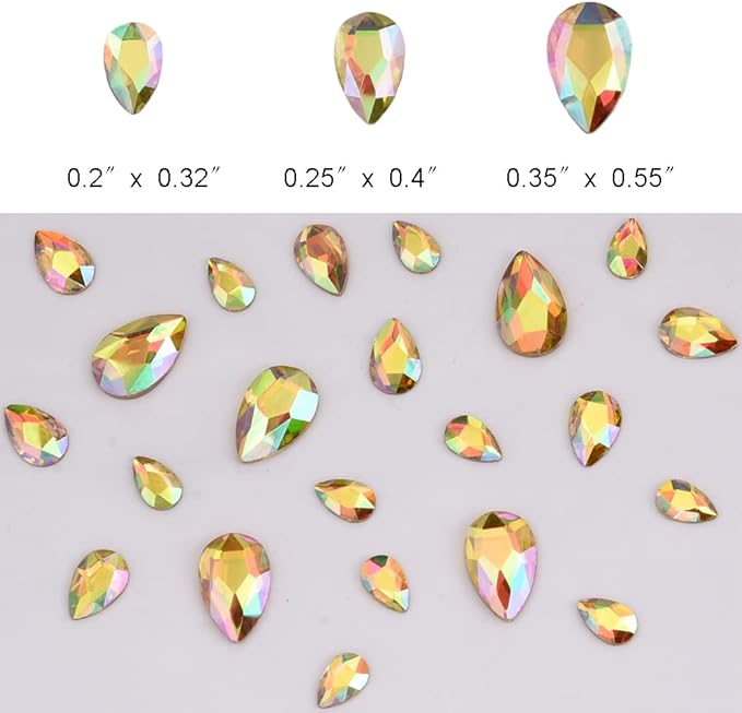 100pcs 3 Size Flat Back Glass 3D Nail Crystal Diamond Glitter Sunshine Gold Big Small Shapes Rhinestone Gems Charms Nail Art Set Supply
