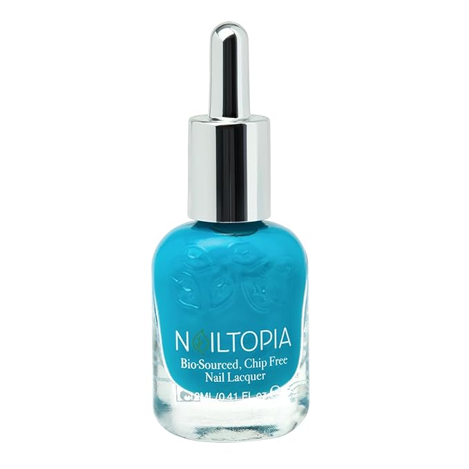 Nailtopia Bio-Sourced, Chip Free Nail Lacquer - All Natural, Strengthening Biotin and Superfood-Infused Polish - Chip Resistant Formula - Quick-Dry, Long Lasting Wear - Hawaiian Blue - 0.41 oz