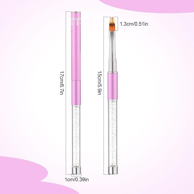 Ombre Nail Brush, Nail Painting Art Brushes with Rhinestone Handle Nail Design Brush for Nails Extension Manicure Cleaning Gradient Gel Polish