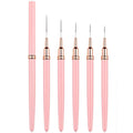 Metallic Nail Art Brushes Superfine Brush 5 Pcs Kit Professional Nail Liner Brush Nail Details Brush Nail Painting and Drawing Liner Brush for Nail Salons