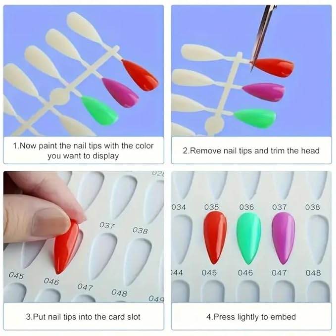 160 Nail Color Swatches Book - Professional Nail Color Display Book with 240Pcs Natural Colours Replaceable False Nail Tips, Nail Gel Color Card Book for Polish/UV Gel, Nail Art Design Sample Display