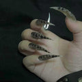 Premium Fake Nails with Gothic Court Theme Blood Drip Art Easy to Apply for Women Size M