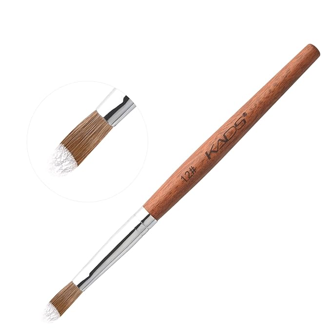 KADS Nail Acrylic Brush Kolinsky Nail Extension Brush Oval Crimped Shaped Sturdy Wooden Handle Acrylic Powder Nail Art Brush Professional Manicure Pedicure (12#)