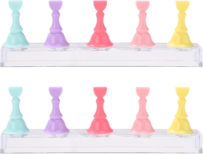 2 Sets Nail Stand For Press on Nails Art Display, Practice Fake Nail Tips Holder For Painting Nails Stand, Magnetic Nail Practice Stand For Home DIY Nail Art And Nail Salon (Colorful)