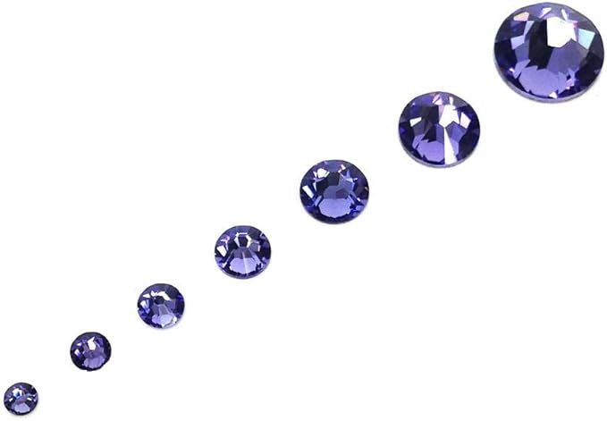 Tanzanite (539) Purple Violet 144 pcs Swarovski 2058/2088 Crystal Flatbacks Purple Rhinestones Nail Art Mixed with Sizes ss5, ss7, ss9, ss12, ss16, ss20, ss30