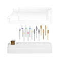 2 In 1 Nail Drill Bits Holder & Nail Drill Bits Cleaner Case,30 Holes Dustproof Nail Art Drill Bits Stand for Nails Display Organizer Container Manicure Tools (Not Include Nail Drill Bits) White