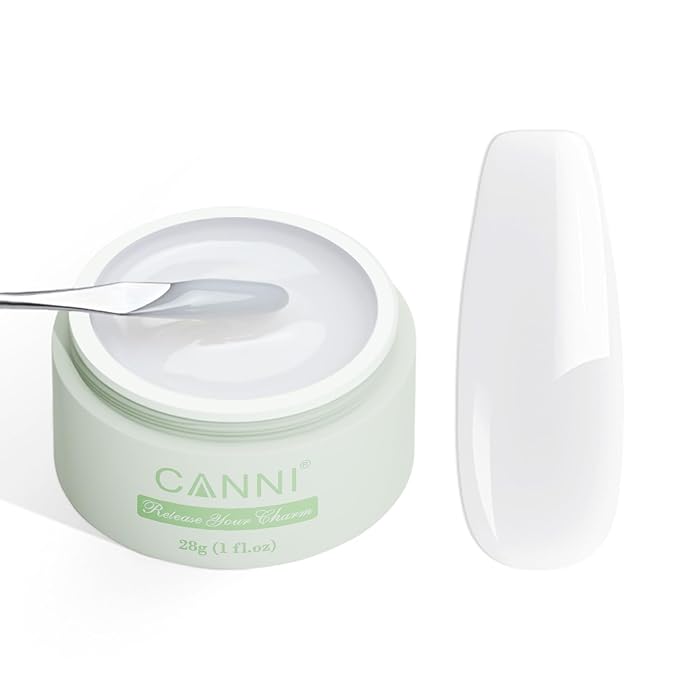 CANNI Builder Gel for Nails – 1 Fl Oz Milky White Hard Gel Polish, Nail Strengthener for Extension & Overlay, Jelly Texture for DIY Nail Art
