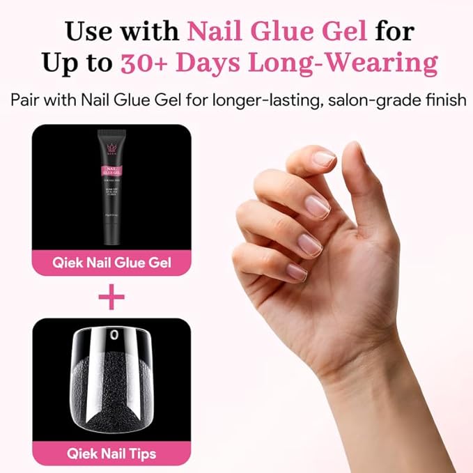 Extra Short Square Fake Nail Tips, 15 Sizes 240 PCS Clear French Half Matte Press On False Nail Tips Pre-shaped Full Cover Gel Nail Tips Extensions Long Lasting for DIY Beginners & Salon Manicure