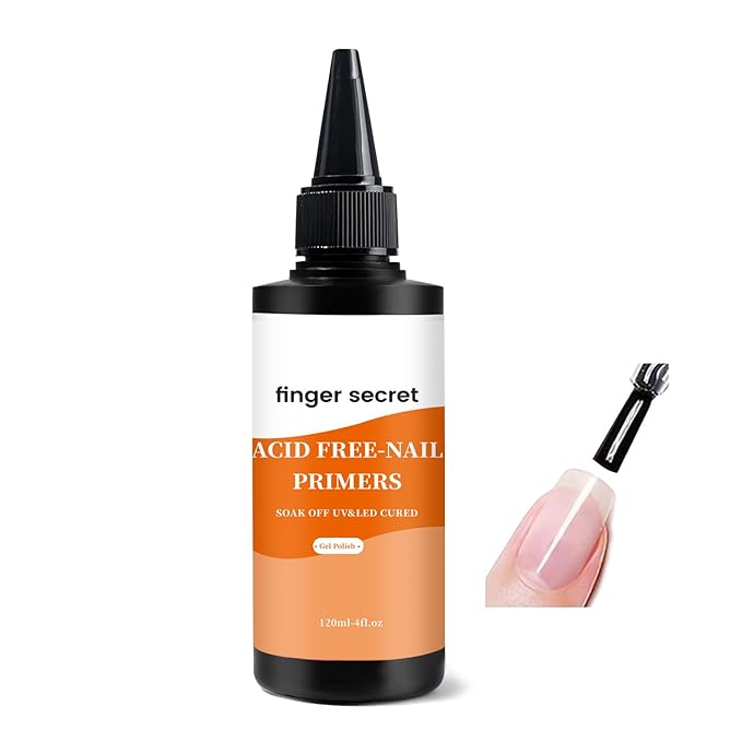 Acid Free Nail Primer,120ml/4fl.oz Acid Free Primer,Fast Air Dry for Gel Nails,Bonding Primer for Any Acrylic Powder Nail Supplies