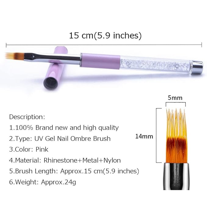 SILPECWEE 5Pcs Ombre Nail Brush Nail Detail Brush Nail Art Brushes Nail Design Brushes Nail Painting Liner Brush for Acrylic Nails Thin Nail Pen Nail Art Tools