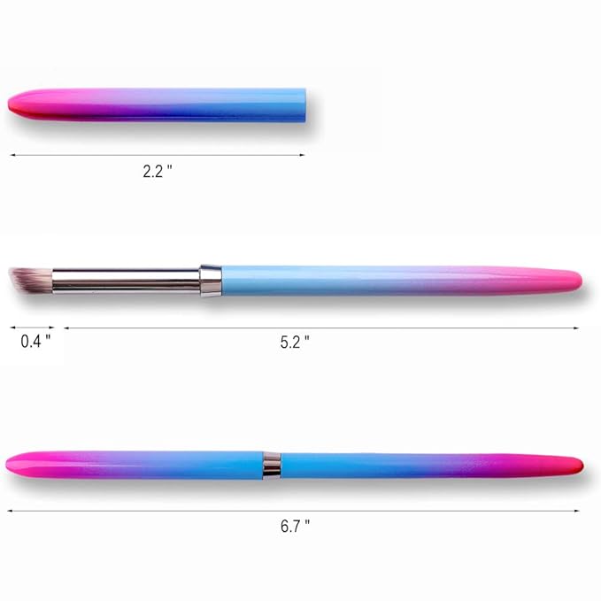 SILPECWEE 1Pc UV Gel Nail Ombre Brush Kolinsky Alloy Handle Nylon Hair Nail Art Gradient Painting Drawing Pen Manicure Brush Tools