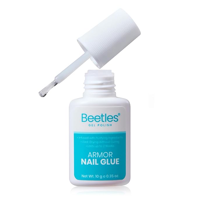 Beetles 10ml Super Strong Nail Glue for Press On Nails, Upgraded Formula, Quick-Dry Brush On, No UV Needed, Long-Lasting for Nail Tips & Acrylics Fake Nails, DIY Home Manicure