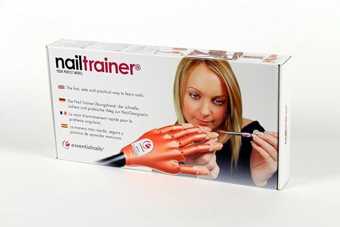 Nail Trainer® Practice Hand INCLUDES 6 Hour On-Line Competition Level Nail Art Tuition By A Champion Nail Artist, Nail Extensions, Nail Art Manicure Training Hand &100 Practice Nails
