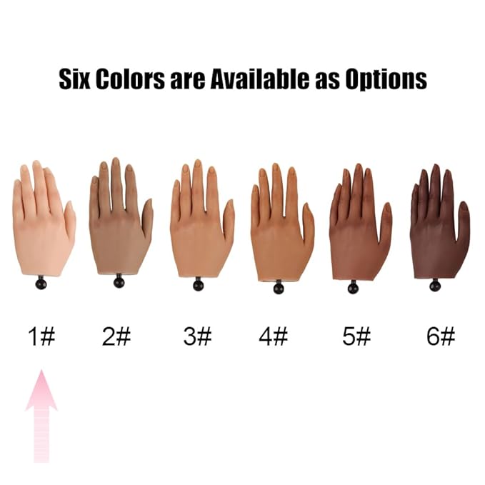 Practice Hand for Acrylic Nails with Stand Bracket, Silicone Fake Hands to Practice Fake Nails Mannequin Hand for Nails Practice and Nail Art Single Left Hand Color 1#