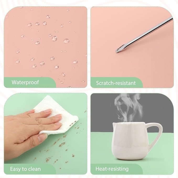 Foldable Nail Mat, Waterproof Manicure Pad 23.62x15.75 Inch | Perfect for Manicure at Home or Salon | Easy to Clean, Portable Design (Green+Pink)
