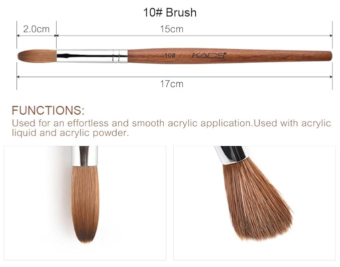 Nail Brush Kolinsky Sable Acrylic Nail Art Brush Professional Red Wooden Nail Brush (10#)