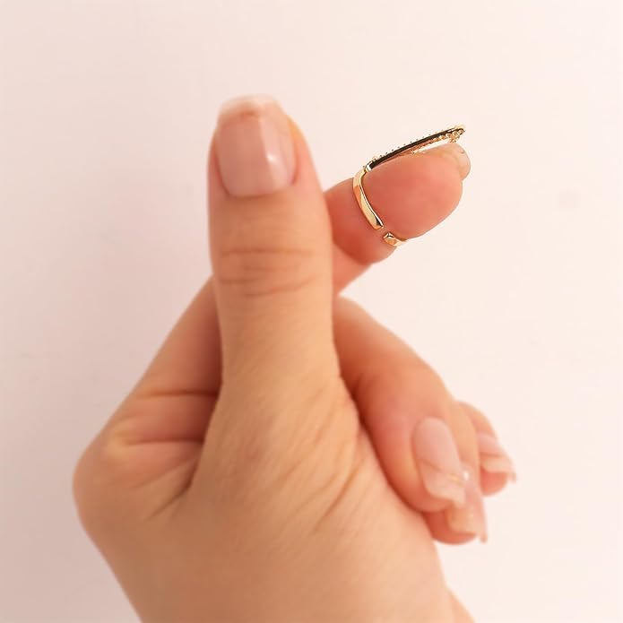 Jean Beau Finger Nail Ring for Women Teen Art Rhinestones Finger Tip Rings Gold Metal Nail Decoration Nail Protect Fashion Jewelry Gift