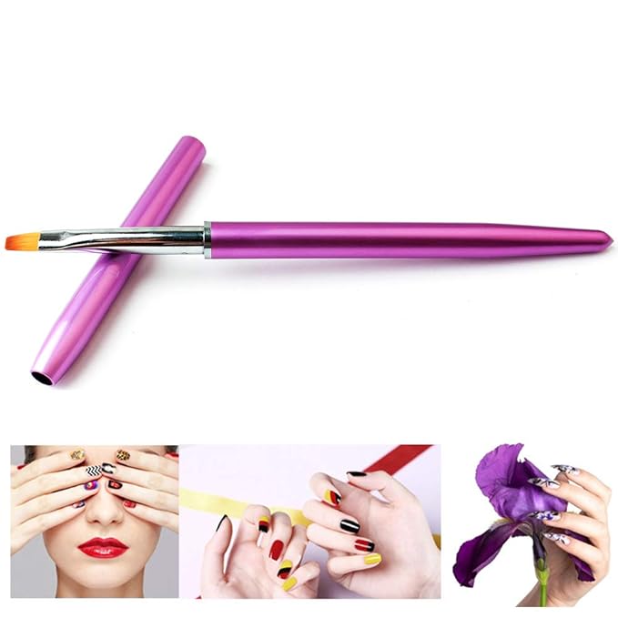 SILPECWEE 1Pc Kolinsky Nail Art Brushes, Acrylic Nail Brush Nail Clean Up Brush Nail Painting Pen UV Gel Builder, Dipping Powder, Poly Gel Extensions Manicure Brushes Salon Accessories