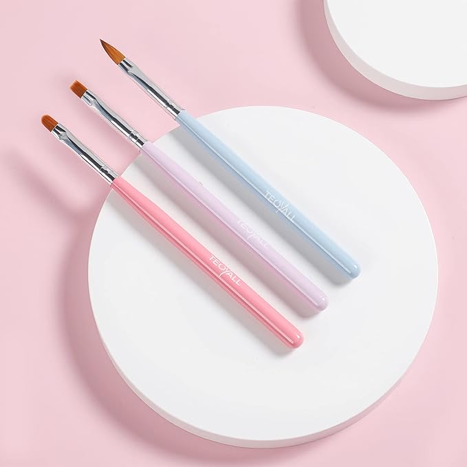 TEOYALL Nail Art Brushes, Nail Design Painting Brushes Builder Gel Brush Nail Dotting Tools Nail Fine Liner Brushes