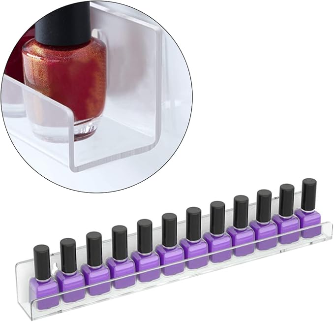 8 Pack Wall Mounted Shelf,Clear Acrylic Nail Polish Organizer Display, Wall Rack Nail Supplies for Nail Techs