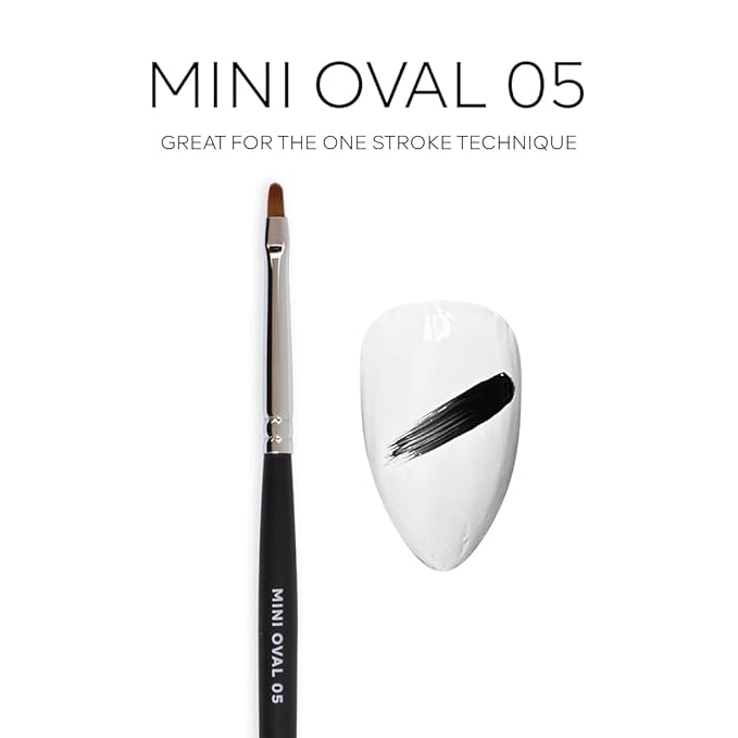 Pink Mask Mini Oval Brush 05 - Precision Brush for French Lines, Filling, and Flower Petals in Nail Art