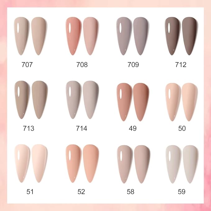 VENALISA Gel Nail Polish Set - 12 Pcs 7.5ml Nude Light Pink All Seasons Skin Tones Neutral Pink Brown Gel Polish Kit, Soak Off UV LED Gel Polish Set Nail Art Salon Manicure DIY Gifts