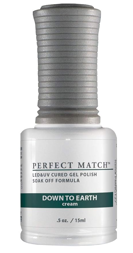 LeChat - Perfect Match Gel Polish - Down To Earth - Shadow Gray-Green with Cream Finish - (0.5 Ounce) - Easy Application - Soak Off Formula