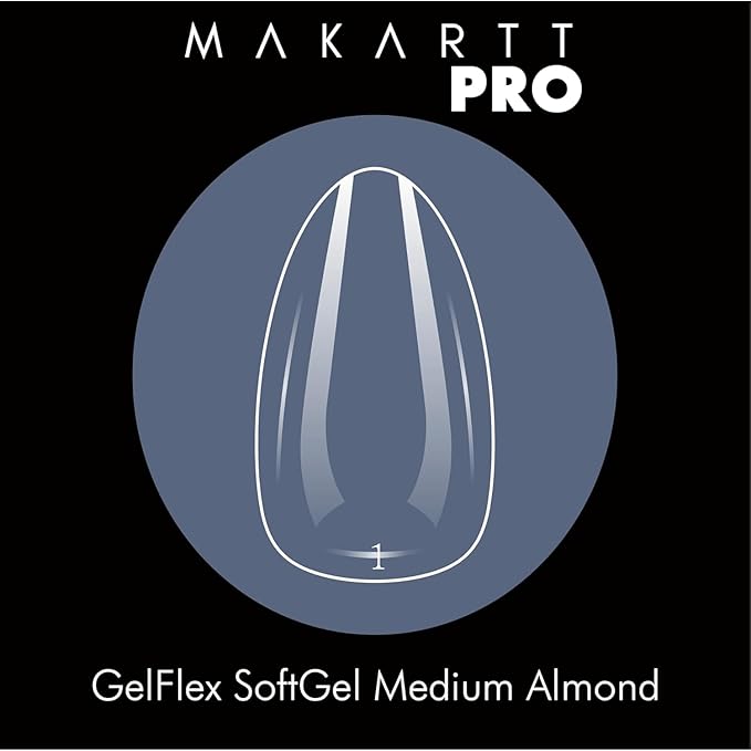 MakarttPro GelFlex Soft Gel Nail Tips 500pc Box – Medium Almond Shape – 14 Sizes 00–9 – Clear Soft Gel Tips for Nail Extension – Easy to Apply, Lightweight, Professional Salon Quality